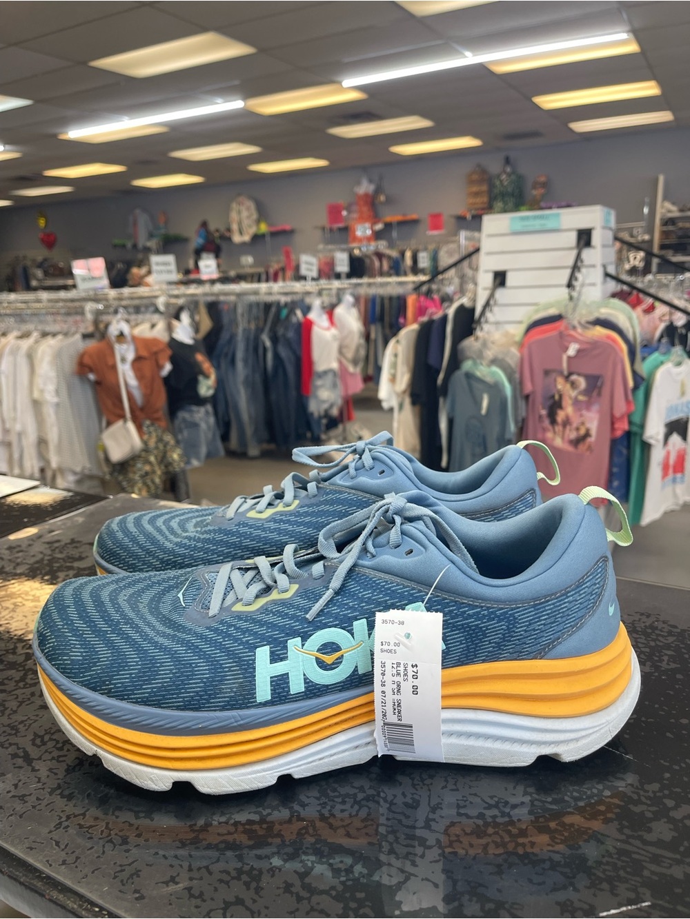 Hoka Kids Blue and Yellow Stack-Platform Running Sneakers